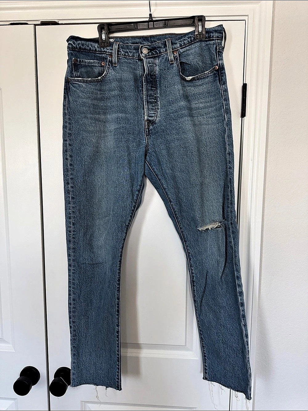 Levi's 501 Original Cropped Jeans Straight Leg Blue Waist 33